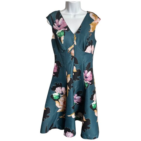 Moulinette Soeurs Anthropologie Fit & Flare cap sleeve Floral Baikal Dress Sz 6 - Picture 2 of 7